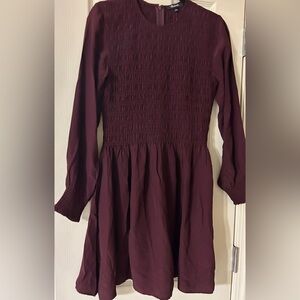 Madewell Small Burgundy Long Sleeve Above Knee Dress NWT small